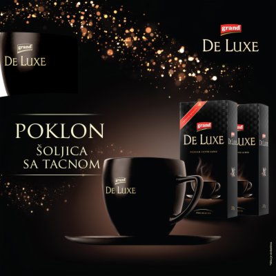 KAFA MLEVENA DE LUXE  2X200G + ŠOLJICA SA TACNOM 