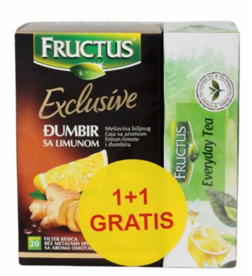 ČAJ DUMBIR LIMUN + ČAJ ZELENI LIMUN FRUCTUS 74G