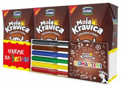 MLEKO ČOKOLADNO MOJA KRAVICA 3X250ML+FLOMASTERI