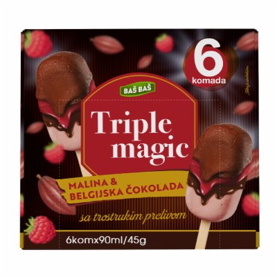 SLADOLED TRIPLE MAGIC MALINA BAŠ BAŠ BOX 6X90ML