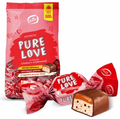 BOMBONE ČOKOLADNE JAGODA PURE LOVE 500G