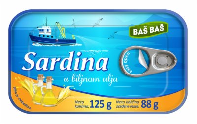 SARDINA U BILJNOM ULJU BAŠ BAŠ 125G