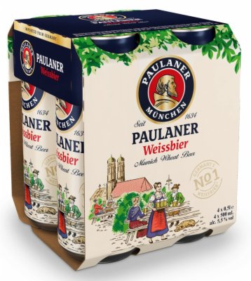 PIVO PAULANER PŠENIČNO SVETLO 4PACK 0.5L LIMENKA