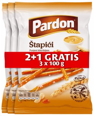ŠTAPIĆI PUNJENI KIKIRIKIJEM PARDON 3X100G