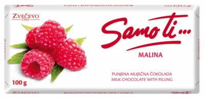 ČOKOLADA MLEČNA SAMO TI MALINA ZVEČEVO 100G