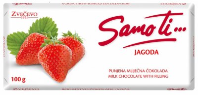 ČOKOLADA MLEČNA SAMO TI JAGODA  ZVEČEVO 100G
