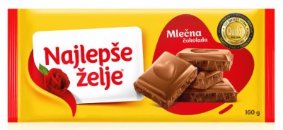 ČOKOLADA MLEČNA NAJLEPŠE ŽELJE 160G