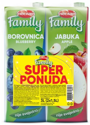 VOĆNI NECTAR FAMILY BOROVNICA I JABUKA 2X1.5L