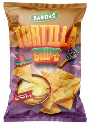 ČIPS TORTILJA ŠUNKA SIR BAŠ BAŠ 125G