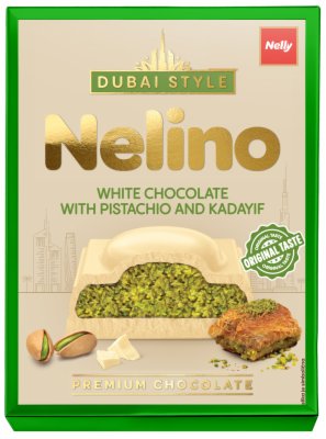 ČOKOLADA MLEČNA DUBAI BELA NELINO 62G