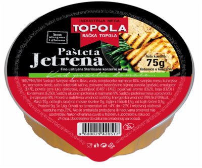 PAŠTETA JETRENA TOPOLA 75G